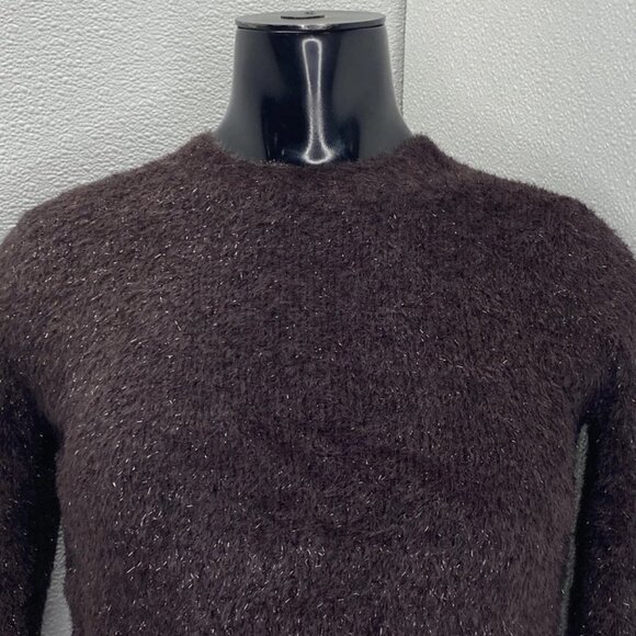 NEW VINCE Women’s Metallic Eyelash Pullover Sweater Cherry Night Purple Size L - Picture 4 of 6